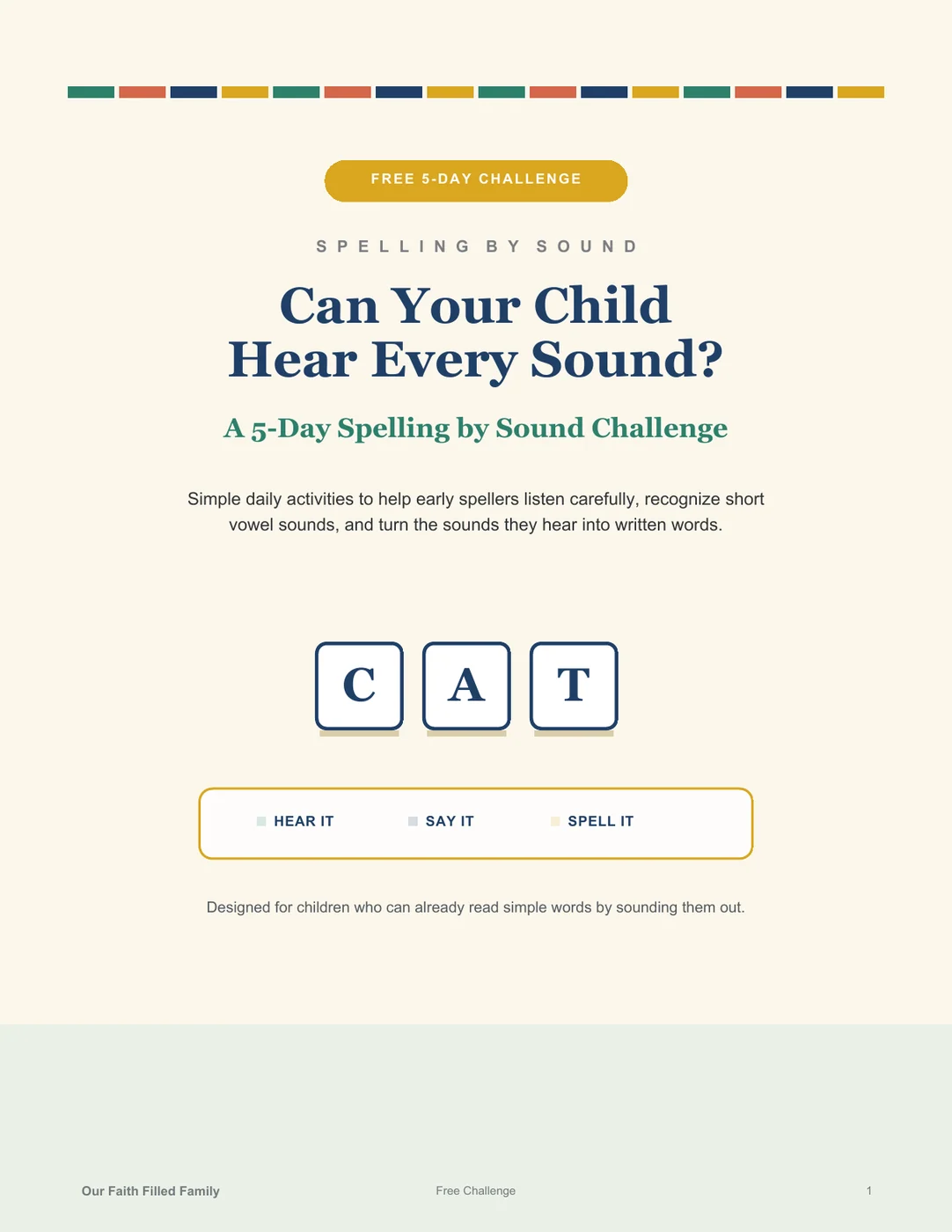 Can Your Child Hear Every Sound spelling challenge